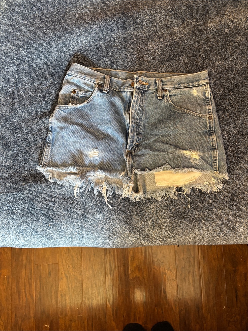 Wrangler Light Blue Distressed Denim Shorts